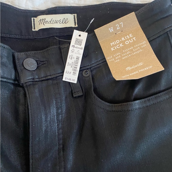 NWT Madewell Kick Out Crop Jeans in True Black Coated Edition size 27 - Picture 7 of 7